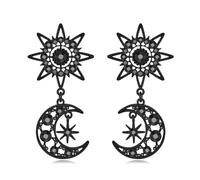 ENSKEFEN Pendientes retro punk de Halloween para mujer, aretes de araña gótica negra, luna creciente, estrella, bruja, aretes góticos oscuros de Halloween, Talla única, Latón, Sin piedra preciosa