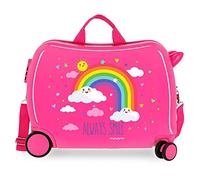 Enso Arcoiris Always Smile Maleta Infantil Rosa 50x39x20 cms Rígida ABS Cierre combinación 38L 2,1Kgs 4 Ruedas Equipaje de Mano