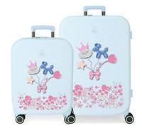 Enso Balloons Juego de Maletas Rígida, Turquesa, 4 Ruedas Dobles