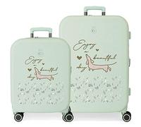 Enso Beautiful day Juego de maletas Verde 55/70 cms Rígida ABS Cierre TSA integrado 116L 7,54 kgs 4 Ruedas dobles Equipaje de Mano