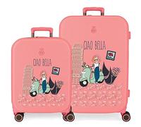 Enso Ciao Bella Juego de Maletas Rosa 55/70 cms Rígida ABS Cierre TSA Integrado 116L 7,54 kgs 4 Ruedas Dobles Equipaje Mano