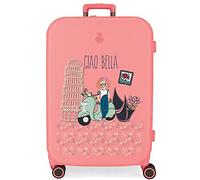 Enso Ciao Bella Maleta Mediana Rosa 48x70x28 cms Rígida ABS Cierre TSA Integrado 79L 4,32 kgs 4 Ruedas Dobles