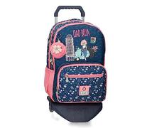 Enso Ciao Bella Mochila Doble Compartimento con Carro Azul 32x44x17 cms Poliéster 23,94L