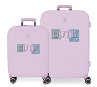 Enso Cute Girl Juego de maletas, Morado, Rígida, 4 Ruedas dobles