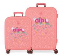 Enso Girl Zone, Maleta Fabricada en ABS, un Material Resistente y Ligero, Interior organizado con compartimientos, Cuatro Ruedas Dobles. Rosa