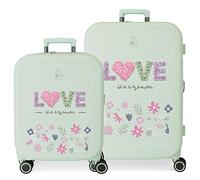 Enso Love Ice Cream Juego de Maletas Verde 55/70 cms Rígida ABS Cierre TSA Integrado 116L 7,54 kgs 4 Ruedas Dobles Equipaje Mano