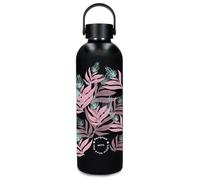 Enso Magical Fleur Leaves Botella de Acero Inoxidable Negro con Capacidad para 500ml y Medidas 7 x 23 cms Acero Inoxidable