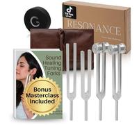 ENSO SENSORY- Juego de diapasones de resonancia para curación: juego de diapasones ponderados y no ponderados que incluye 128 Hz, 136 Hz, 256 Hz, 384 Hz y activador de disco de hockey: instrumentos de