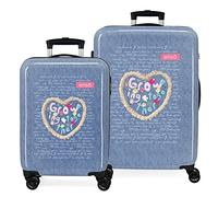 Enso Together Growing Juego de maletas Azul 55/68 cms Rígida ABS Cierre de combinación lateral 104L 6 kgs 4 Ruedas Dobles Equipaje de Mano