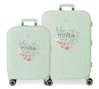Enso Tropical Love Juego de Maletas Verde 55/70 cms Rígida ABS Cierre TSA Integrado 116L 7,54 kgs 4 Ruedas Dobles Equipaje Mano