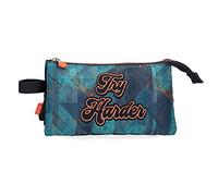 Enso Try Harder Estuche Tres Compartimentos Azul 22x12x5 cms Poliéster