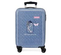 Enso We Love Flowers Maleta de cabina Azul 38x55x20 cms Rígida ABS Cierre de combinación lateral 34L 2 kgs 4 Ruedas dobles