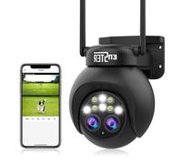 ENSTER 360° PTZ Camara Vigilancia WiFi Exterior con Doble Lente,Zoom Híbrido 8X,2K 4MP IP Cámara,Seguimiento Automático,WiFi 2.4GHz,Detección Inteligente,Visión Nocturna En Color, Audio Bidireccional…