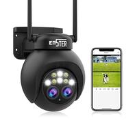 ENSTER Cámara de Vigilancia Exterior 4MP, 8X Zoom Híbrido WiFi Camera PTZ con Lente Dual, Visión Nocturna a Color, Audio Bidireccional, IP66