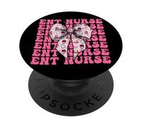 ENT Enfermera Oído Nariz Garganta Enfermera Niña Coqueta Arco Rosa PopSockets PopGrip Adhesivo