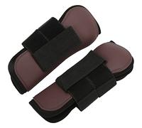 Entatial Protector de Pierna de Caballo, Neopreno, Botas de Soporte de Caballo Firmemente Fijadas, Carcasa de PU para Saltar para Ecuestre(Patas Delanteras Marrones, M)
