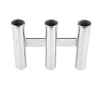 Entatial Soporte de Varilla de 3 Tubos, Soporte de Pesca Plateado Pulido para Barco Yate