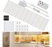 Enteenly Tira LED Blanca Cálido 5m, Debajo de Los Armarios, Kit de Luz Led con Mando a Distancia para Vitrina, Cocina, Escritorio, Estantería, Armario, Iluminación de Fondo, 2700K