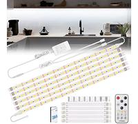 Enteenly Tira LED Blanca Frio 3 Metros, Debajo de Los Armarios, Kit de Luz Led con Mando a Distancia para Vitrina, Cocina, Escritorio, Estantería, Armario, Iluminación de Fondo, 6500K