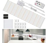 Enteenly Tira LED Blanca Frio 5m, Debajo de Los Armarios, Kit de Luz Led con Mando a Distancia para Vitrina, Cocina, Escritorio, Estantería, Armario, Iluminación de Fondo, 6500K