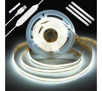 Enteenly Tira LED COB 2 m, Retroiluminación TV USB 5V con Regulador y Función Memoria, Tira LED Regulable sin Puntos para Iluminación Bias TV, Muebles y Ambiente, 6500K