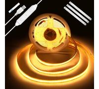 Enteenly Tira LED COB 2 m, Retroiluminación TV USB 5V con Regulador y Función Memoria, Tira LED Regulable sin Puntos para Iluminación Bias TV, Muebles y Ambiente, 2700K