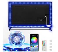 Enteenly Tira LED TV 5m, Luces LED Retroiluminación de TV RGB 5050 LED USB con Aplicación y Control Remoto para TV de 55-75 Pulgadas, Cine en Casa, Dormitorio