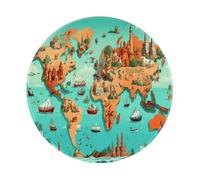 Entemne Alfombrilla de ratón redonda pequeña con diseño de mapa del mundo, base de goma antideslizante, alfombrilla de ratón de 20 cm, alfombrilla de mouse portátil lavable para oficina, portátil