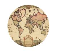 Entemne Alfombrilla de ratón redonda pequeña con patrón de mapa del mundo vintage, base de goma antideslizante, alfombrilla de mouse de 20 cm, alfombrilla de mouse portátil lavable para oficina