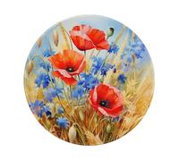 Entemne Alfombrilla de ratón redonda pequeña con pintura al óleo de aciano y amapola, base de goma antideslizante, alfombrilla de ratón de 20 cm, alfombrilla de mouse portátil lavable para oficina