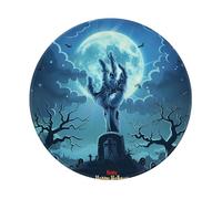 Entemne Alfombrilla de ratón redonda pequeña para Halloween, zombi, tumba, base de goma antideslizante, alfombrilla de mouse de 20 cm, alfombrilla de mouse portátil lavable para oficina, laptop