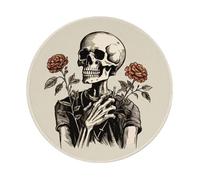 Entemne Alfombrilla redonda pequeña para ratón, diseño de esqueleto humano, rosa, base de goma antideslizante, alfombrilla de mouse de 20 cm, alfombrilla de mouse portátil lavable para oficina