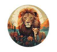 Entemne Alfombrilla redonda pequeña para ratón, diseño de león de animales salvajes de África, base de goma, antideslizante, 20 cm, alfombrilla de mouse portátil lavable para oficina, portátil, regalo