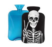 Entemne Bolsa de agua caliente de 2 L con diseño de esqueleto humano, arte gótico, bolsa de agua caliente con funda, bolsa de terapia reutilizable para aliviar el dolor, calambres menstruales, dolor