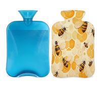 Entemne Bolsa de agua caliente de 2 litros, colmena de abeja animal, panal, bolsa de agua caliente con funda, bolsa de terapia reutilizable para aliviar el dolor, calambres menstruales, dolor muscular