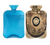 Entemne Bolsa de agua caliente de 2 litros con diseño de CD de vinilo de música vintage con funda reutilizable para aliviar el dolor, calambres menstruales, dolor muscular, regalo de calor de invierno