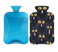Entemne Bolsa de agua caliente de 2 litros con diseño de gatos negros, bolsa de agua caliente con funda, bolsa de terapia reutilizable para aliviar el dolor, calambres menstruales, dolor muscular