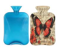 Entemne Bolsa de agua caliente de 2 litros con diseño de mariposa y música; bolsa de terapia reutilizable para aliviar el dolor, calambres menstruales, dolor muscular, regalo cálido de invierno