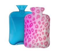 Entemne Bolsa de agua caliente de 2 litros con estampado de leopardo morado y rosa, bolsa de agua caliente con funda, bolsa de terapia reutilizable para aliviar el dolor, calambres menstruales, dolor