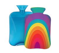 Entemne Bolsa de agua caliente de 2 litros con patrón de túnel arcoíris, bolsa de agua caliente con funda, bolsa de terapia reutilizable para aliviar el dolor, calambres menstruales, dolor muscular