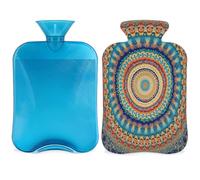 Entemne Bolsa de agua caliente de 2 litros, diseño de mandala, ética, caleidoscópica, floral, bolsa de agua caliente con funda, bolsa de terapia reutilizable para aliviar el dolor, calambres