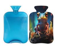 Entemne Bolsa de agua caliente de 2 litros, diseño de rana de árbol, pintura artística, bolsa de agua caliente con funda, bolsa de terapia reutilizable para aliviar el dolor, calambres menstruales