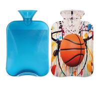 Entemne Bolsa de agua caliente de 2 litros para baloncesto, pintura artística, graffiti, bolsa de agua caliente con funda, bolsa de terapia reutilizable para aliviar el dolor, calambres menstruales