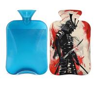 Entemne Bolsa de agua caliente de 2 litros, pintura artística japonesa, bolsa de agua caliente japonesa con funda, bolsa de terapia reutilizable para aliviar el dolor, calambres menstruales, dolor