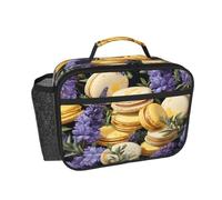 Entemne Bolsa de almuerzo aislada con flores violetas de Macron para mujeres, hombres y niños, a prueba de fugas, térmica, para el trabajo, la escuela, picnic, viajes, reutilizable, Bento Boxes Bag