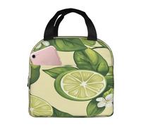 Entemne Bolsa de almuerzo con diseño de limas frescas y flores de limón para hombres, mujeres y niños, bolsa térmica pequeña a prueba de fugas, bolsas de comida para el trabajo, picnic, escuela