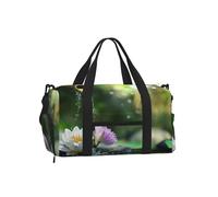 Entemne Bolsa de gimnasio con compartimento para zapatos, ligera, resistente al agua, para fin de semana o durante la noche, estilo bohemio, con diseño de mandala y flores, Zen Garden Lotus Bamboo