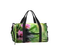 Entemne Bolsa de gimnasio con diseño geométrico de bambú japonés, color rojo y dorado, con compartimento para zapatos, para mujeres y hombres, bolsa de viaje, ligera, resistente al agua, para fin de