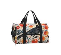 Entemne Bolsa de gimnasio deportiva con compartimento para zapatos, para mujeres y hombres, ligera, resistente al agua, para fin de semana, durante la noche, Arte de animales, pájaros, manzanas