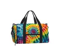 Entemne Bolsa de gimnasio deportiva con diseño de teñido anudado arcoíris con compartimento para zapatos, para mujeres y hombres, bolsa de viaje, ligera, resistente al agua, para fin de semana